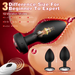 UZI| 3 pcs Silicone Remote Control Vibration Butt Plug Set