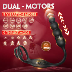 ARCHIE4| 4 in 1 App Control Vibrating and Thrusting Anal Plug with Cock Ring