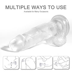 7in Realistic Transparent Strong Suction Cup Flexible Dildo