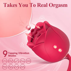 Rose Vibrator with Thrusting Dildo