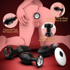 UZI| 3 pcs Silicone Remote Control Vibration Butt Plug Set