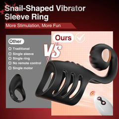 CASE|Multi Stimulation Snail-Shaped Penis Sleeve Ring with 10 Vibrating