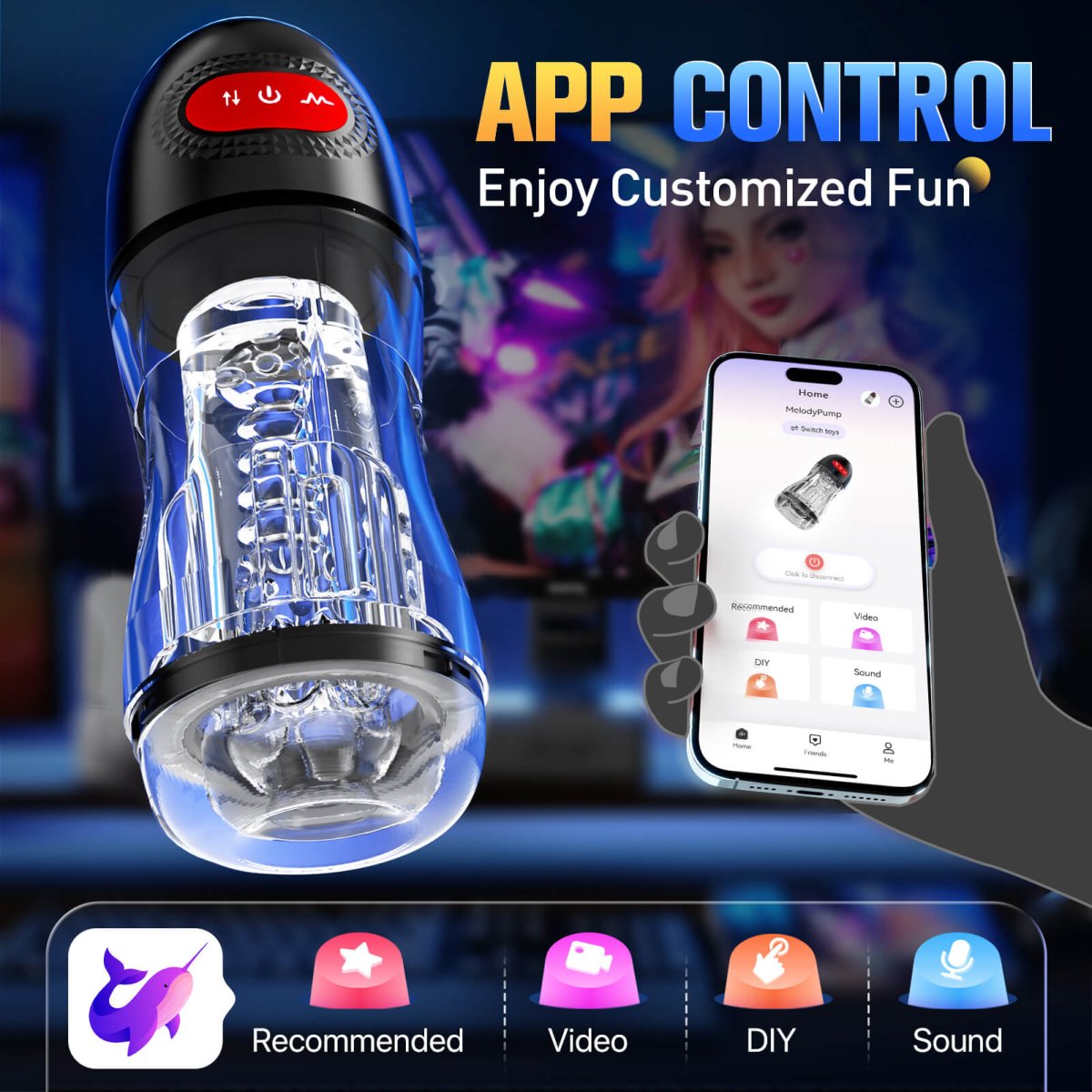 ELROY| Upgraded Suction and Vibration App Control Male Masturbator - Sohimi